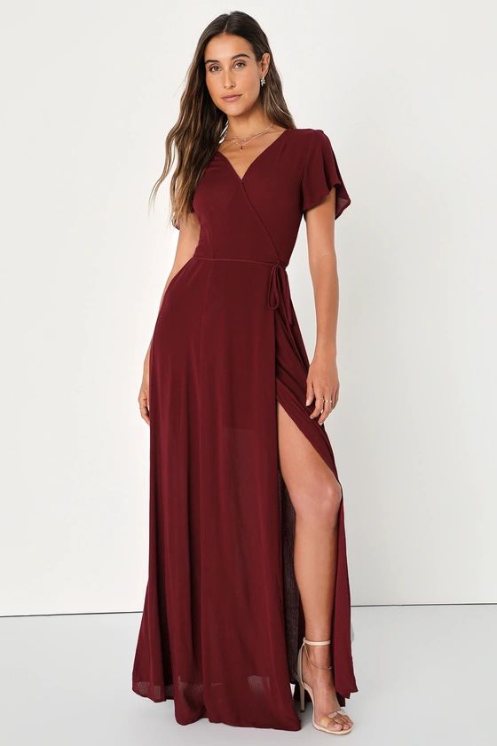 Heart of Marigold Burgundy Wrap Maxi Dress | Lulus (US)