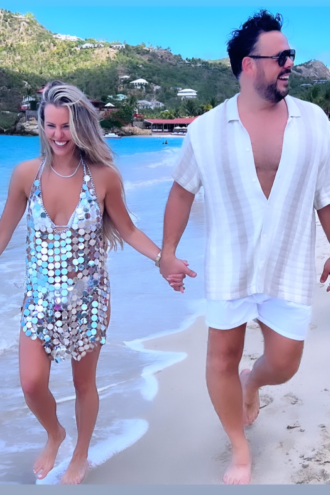 #NoonanBeach Almost Mr. & Mrs! // Loved our coordinating metallic & white looks for the beachside brunch! Kyle loves these lightweight linen sweaters…a great elevated alternative to a polo or button down or T-shirt! 

#LTKswim #LTKmens #LTKwedding