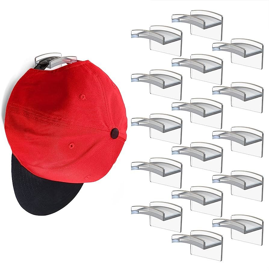 Modern JP Adhesive Hat Hooks for Wall (16-Pack) - Minimalist Hat Rack Design, No Drilling, Strong... | Amazon (US)