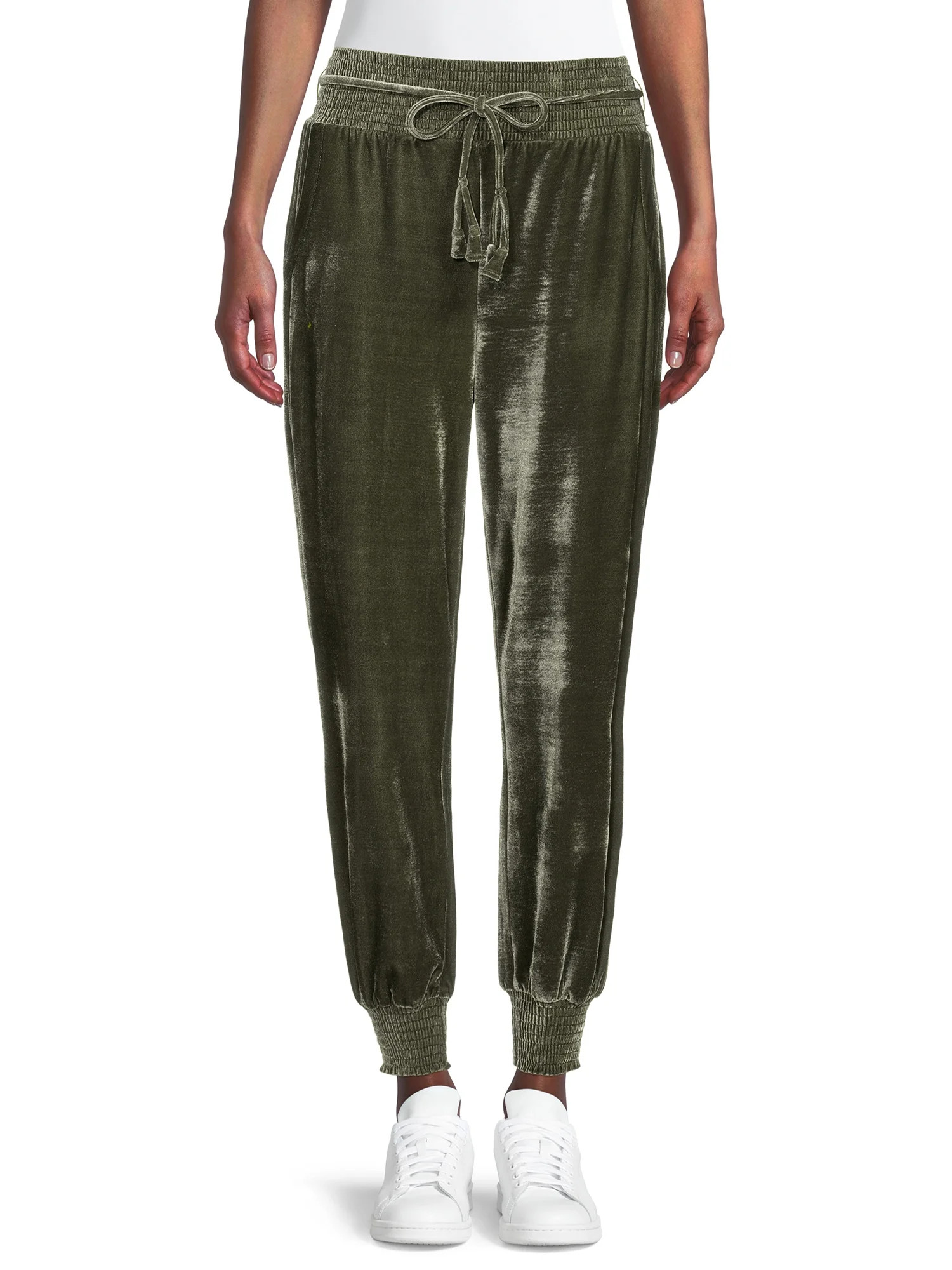 Time and Tru Women's Plush Velour Joggers - Walmart.com | Walmart (US)