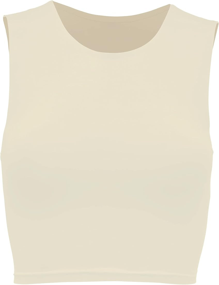 Almere High Neck Contour Tank Top for Women, Sleeveless High-Neck Cropped Tank Top, Double Lined ... | Amazon (US)