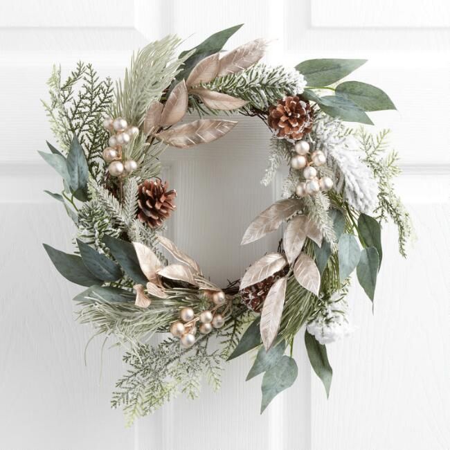 Faux Gold Berry and Pine Wreath | World Market