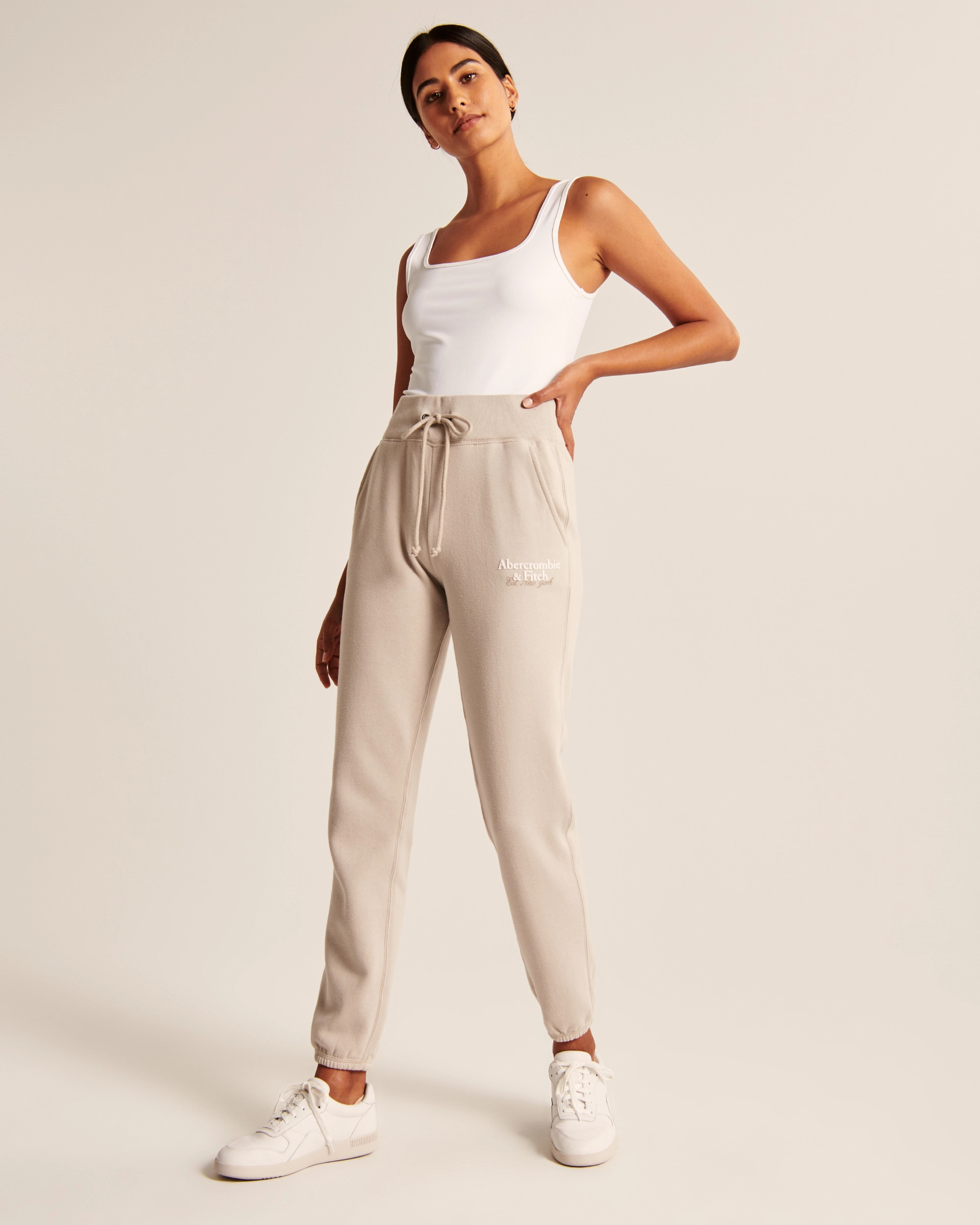 Women's Flock Logo Classic Sweatpants | Women's Bottoms | Abercrombie.com | Abercrombie & Fitch (US)