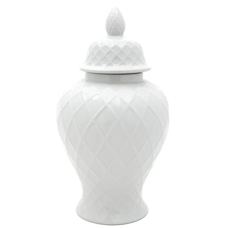 20" Diamond Pattern White Temple Jar | Walmart (US)