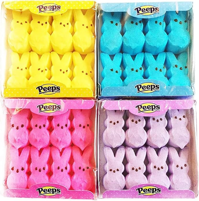 Peeps Marshmallow Easter Bunnies Bundle with 4 Colors: Blue, Yellow, Pink and Purple | Amazon (US)