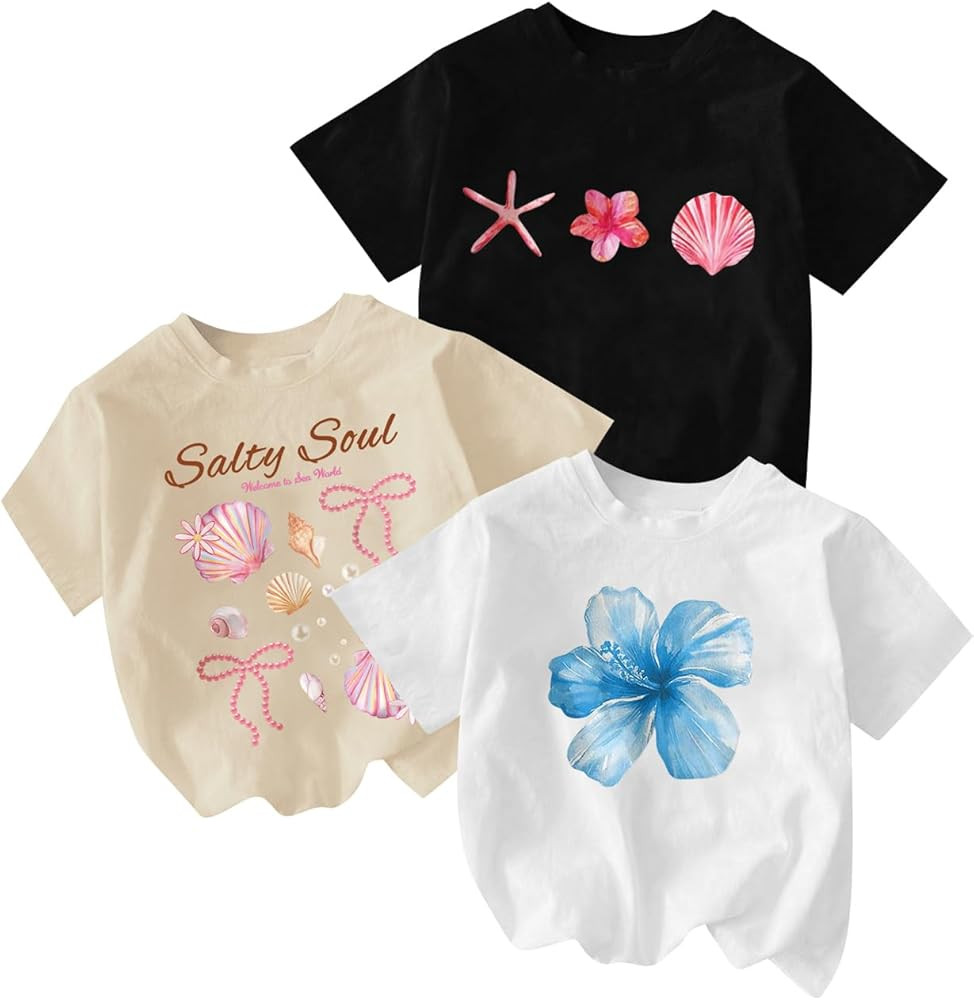 RoseSeek Girl's Bow Cherry Graphic Tees Short Sleeve Crewneck Cute T Shirts Tops for Teens Summer... | Amazon (US)