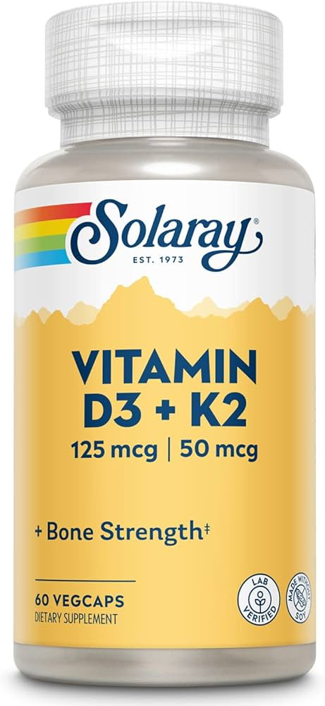 SOLARAY Vitamin D3 K2, K2 D3 Vitamin Supplement for Calcium Absorption, Bone Strength, Cardiovasc... | Amazon (US)