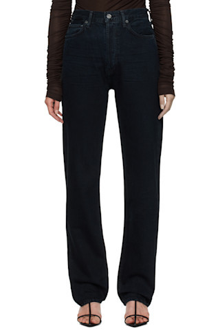 AGOLDE - Black 90's Pinch Waist High Rise Straight Long Jeans | SSENSE