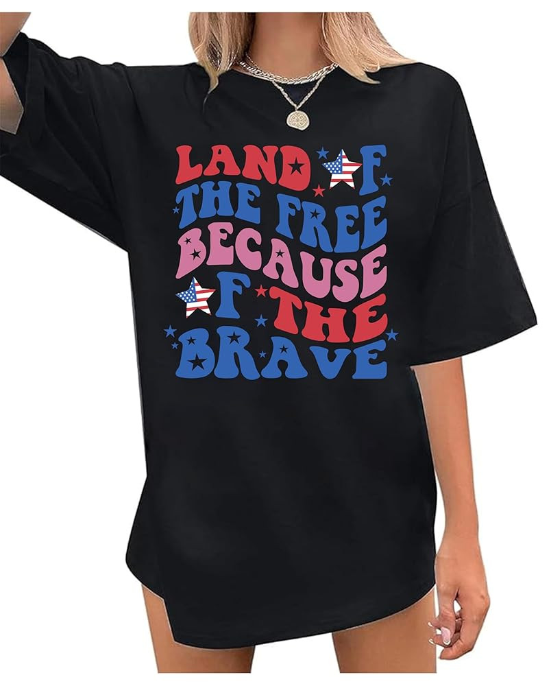 4th of July Outfits for Women Oversized America Shirt Patriotic Shirts Independence Day Tee Tops | Amazon (US)