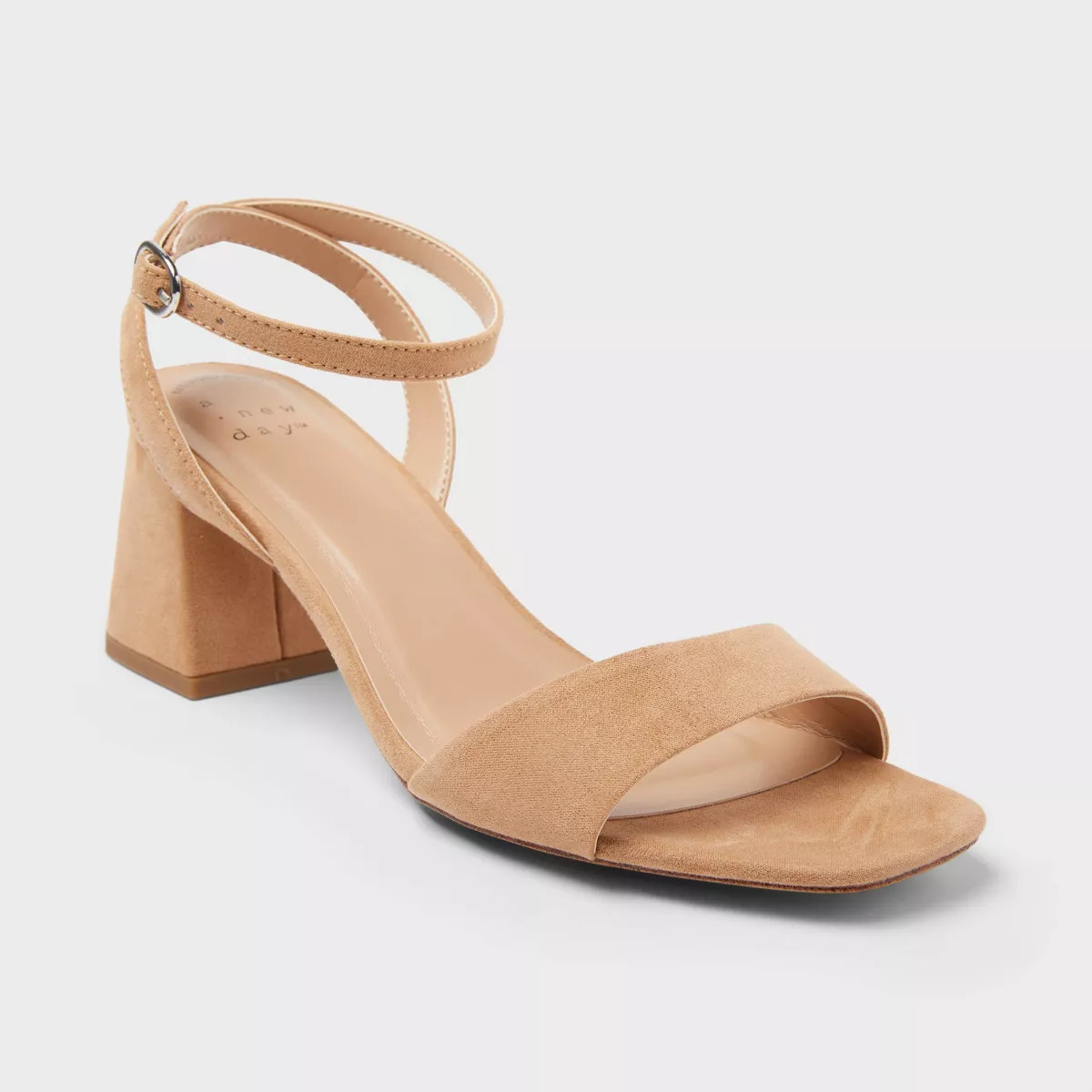 Women's Shannon Ankle Strap Block Heels with Memory Foam Insole - A New Day™ Beige | Target