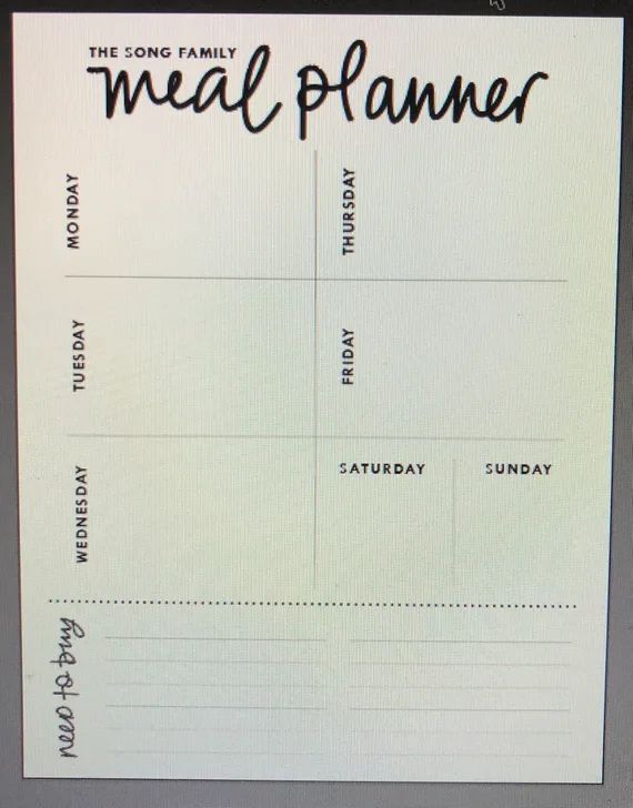 Hand Lettered Family Meal Planner Notepad - Large,Customized Stationery Gift, Personalised Notebook, | Etsy (US)
