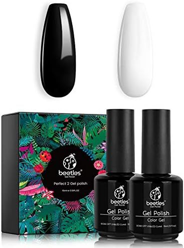 Beetles Gel Nail Polish Kit- 2 Pcs 15ml Black White Colors Gel Polish Set Soak Off LED Nail Gel P... | Amazon (US)