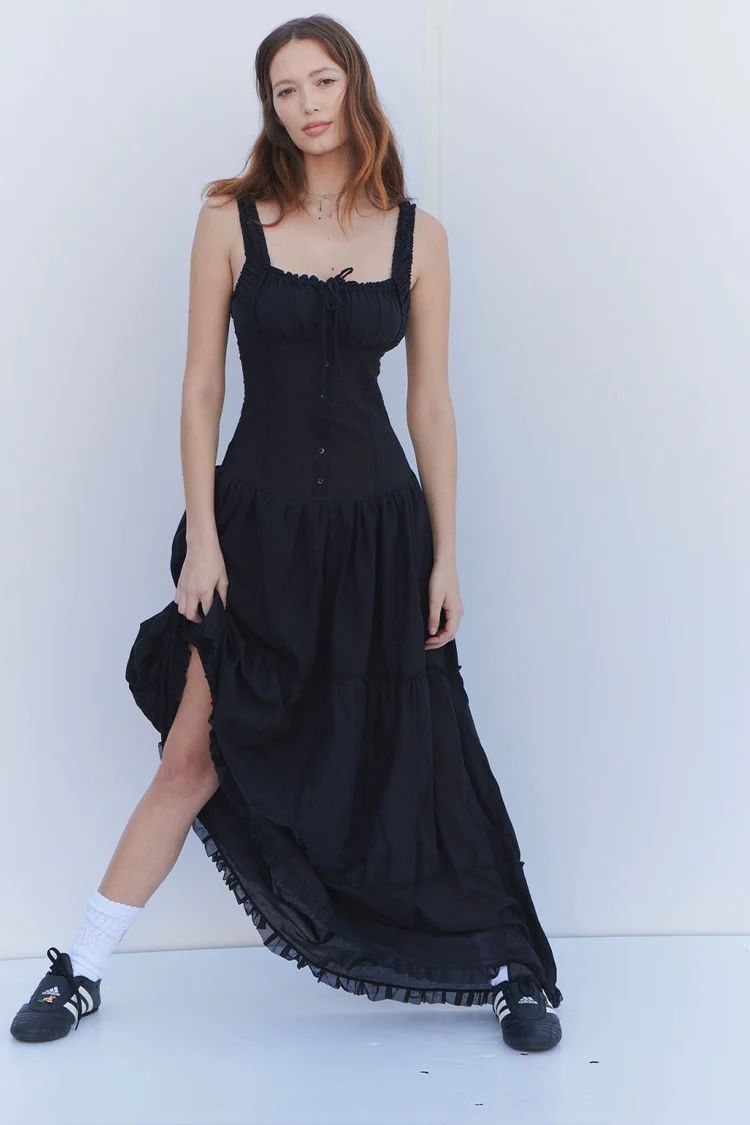 Christabelle Ruffle Maxi Dress - Black | Frankies Bikinis