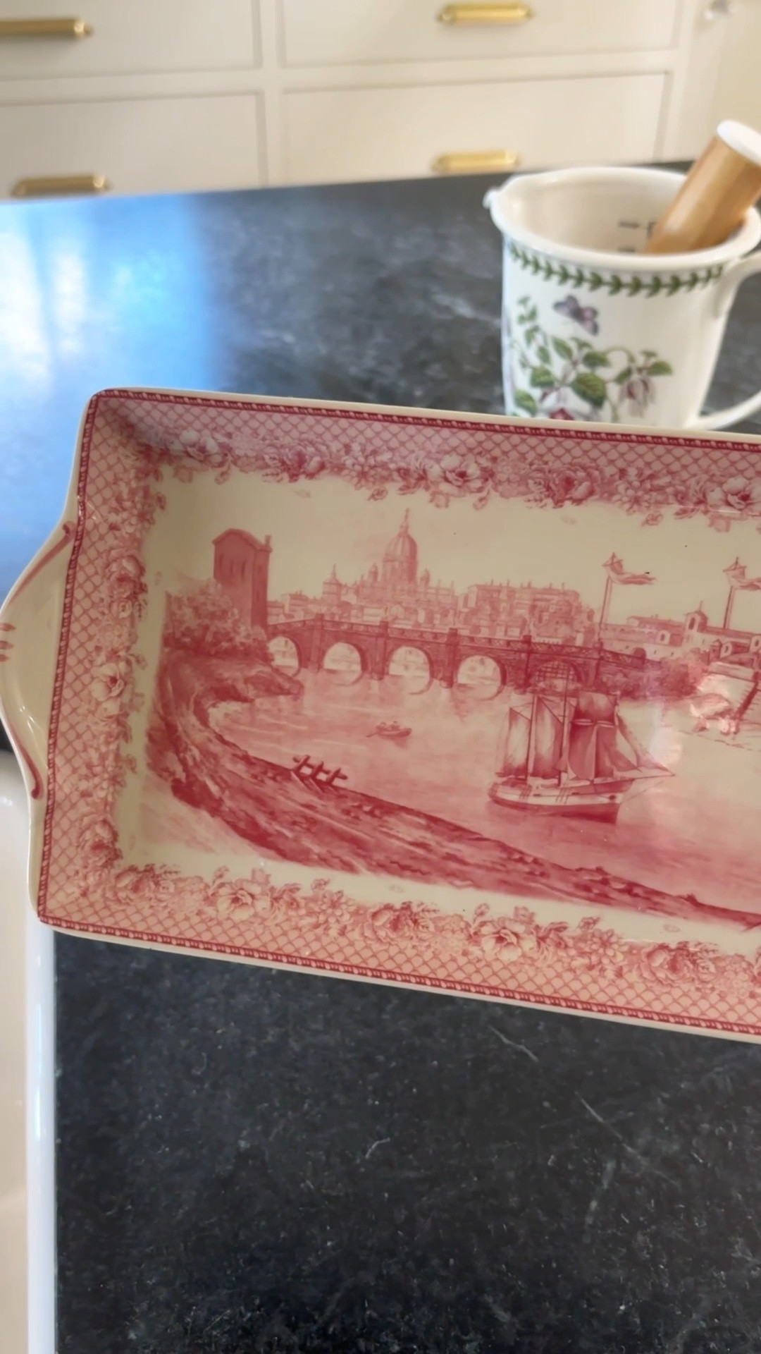 Red and white porcelain tray with ship - I’m using it to hold our kitchen soap and dish brush container, but it would be lovely as a serving piece or a catchall in a bedroom bathroom or entry too!

#LTKHome #LTKSeasonal #LTKSaleAlert