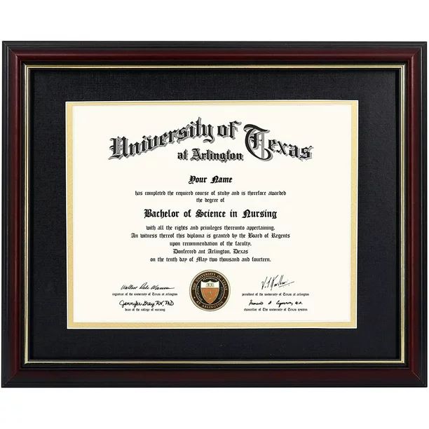 GraduationMall Certificate Documents Diploma Frame Cherry Real Wood with Gold Trim 8.5 x 11 /11 x... | Walmart (US)