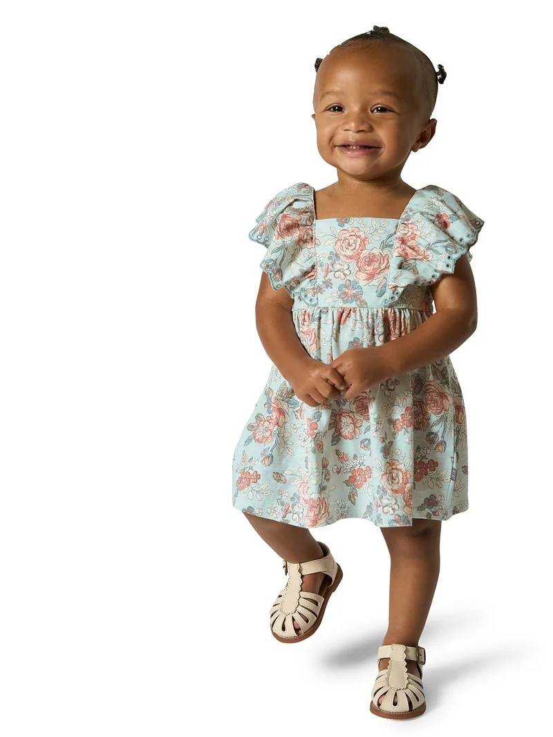 Modern Moments by Gerber Baby Girl Ruffled Dress With Diaper Cover, 2-Piece, Sizes 0/3 Months - 2... | Walmart (US)