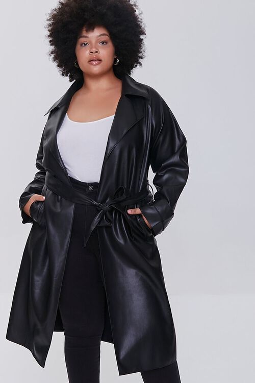 Plus Size Faux Leather Trench Coat | Forever 21 (US)