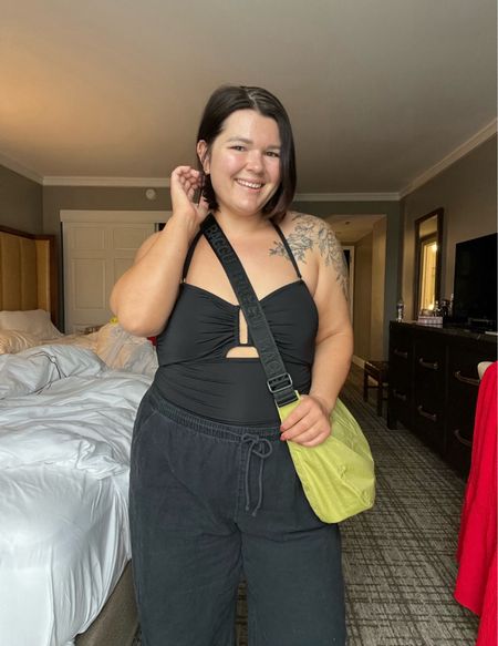 What I wore to the spa! Pants are old Abercrombie but linking similar. Size XL short. Swimsuit size 16. Baggu crescent medium.

#LTKMidsize #LTKStyleTip #LTKTravel
