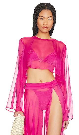 Grace Cropped Shirt in Pink | Revolve Clothing (Global)