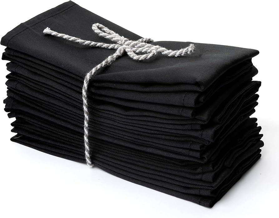 Kitchen Cloth Napkins 12 Pack 18X18 Inches Cotton Blend Soft Fabric with Hemmed Edges, Black Dinn... | Amazon (US)