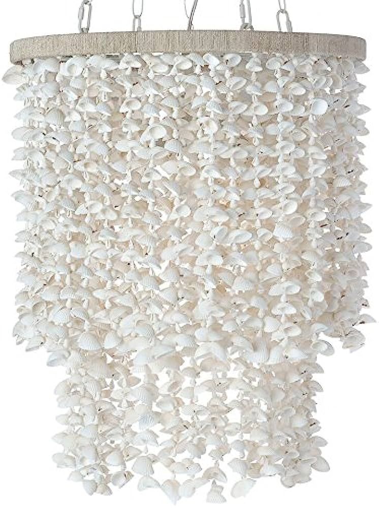 Kouboo 1050056 Drum Clamrose Seashell Pendant Lamp, 18" x 18" x 22" , White | Amazon (US)