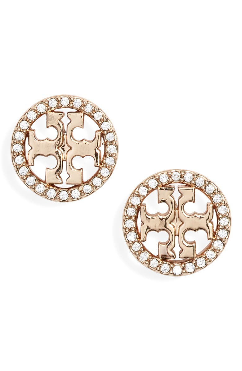 Crystal Logo Circle Stud Earrings | Nordstrom