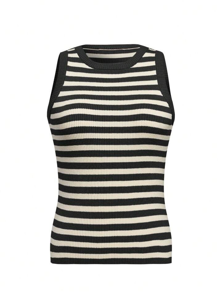 SHEIN BASICS Striped Pattern Knit Top | SHEIN