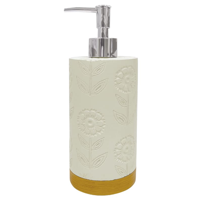 Reagan White Flower Stamp Soap Dispenser, 8.4" | At Home