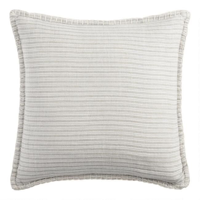 Woven Cotton Ticking Stripe Reversible Throw Pillow | World Market