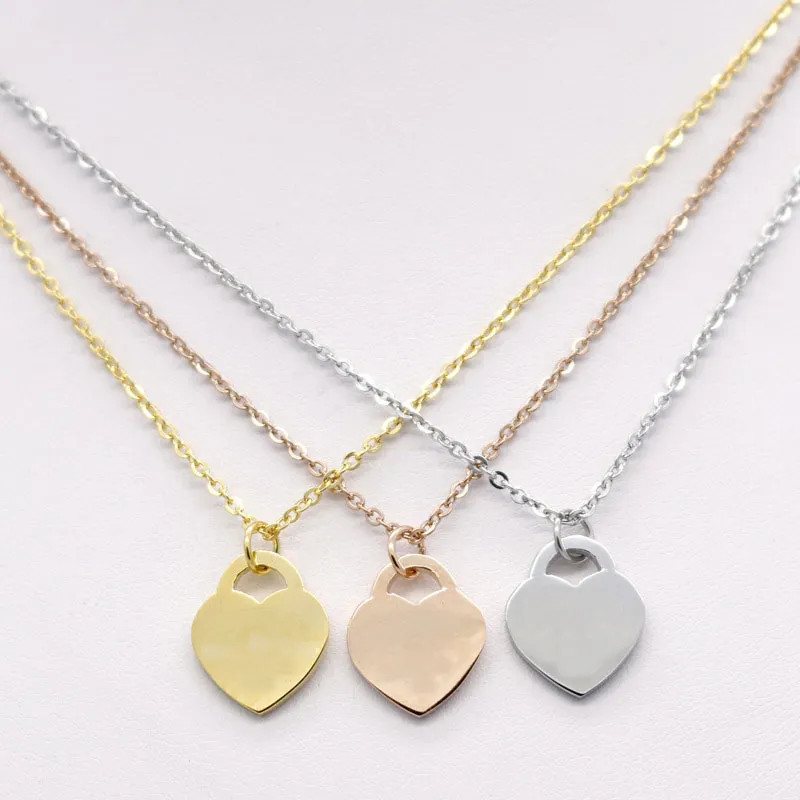 Stainless steel fashion heart-shaped T necklace short female jewelry 18k gold titanium peach hear... | DHGate