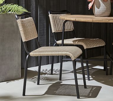 Tulum All-Weather Wicker Stackable Patio Dining Chair | Pottery Barn (US)