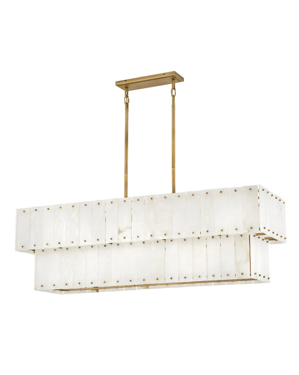Simone 48" Eight-Light Two-Tier Linear Chandelier w/ Natural Alabaster Panels | Wayfair North America