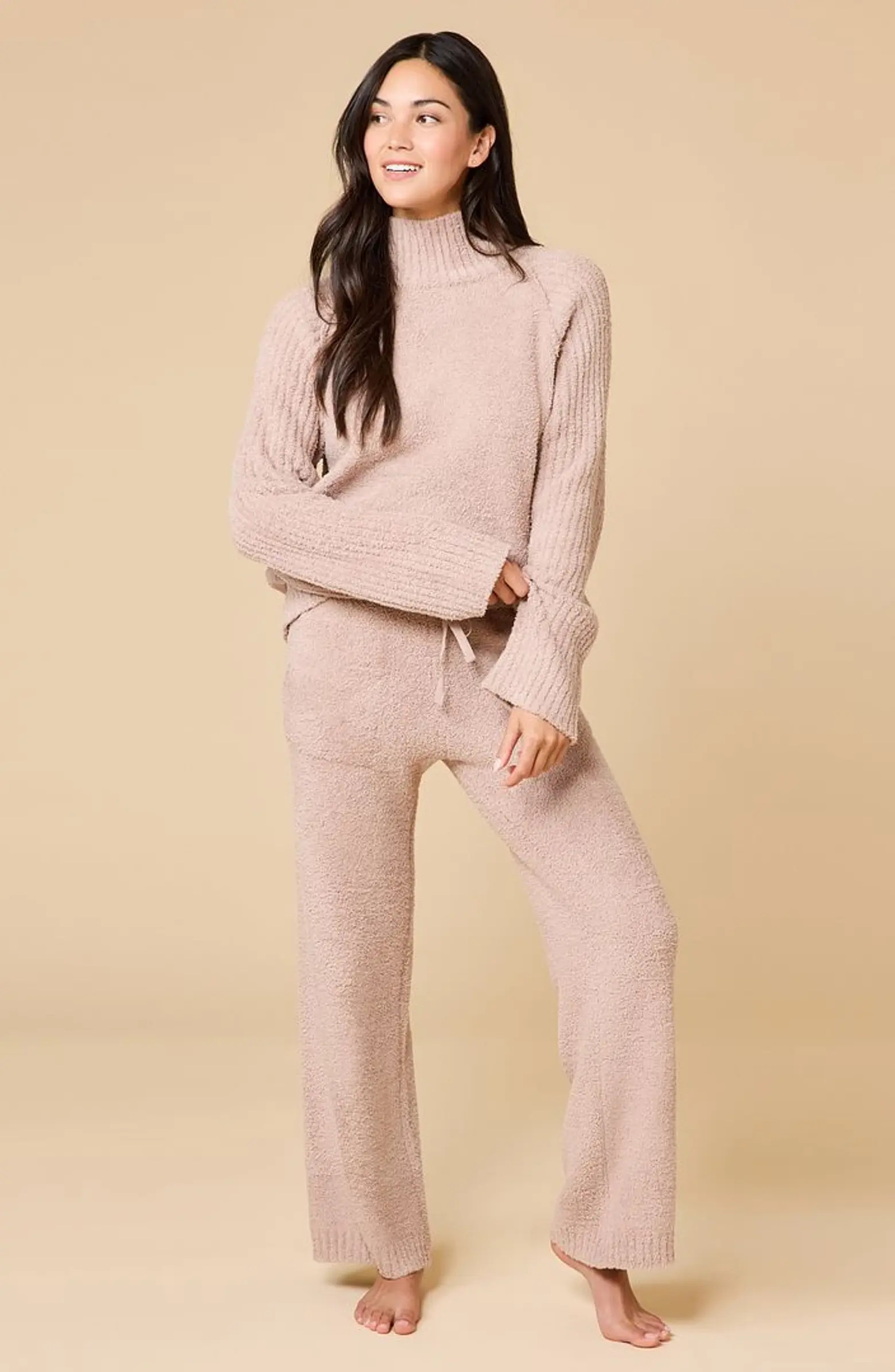 Solid Marshmallow Rib Mock Neck with Long Pant | Nordstrom