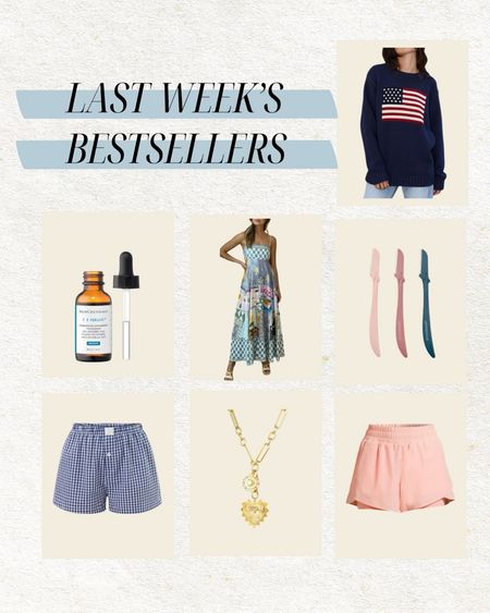 Last weeks bestsellers ✨

Flag sweater, American flag sweater, running shorts, gingham boxers, navy boxers, face razors, summer dress, vacation dress, gold necklace, skinceuticals, amazon find, amazon fashion, resort wear, Fourth of July outfit, workout shorts, skincare, vitamin c, Christine Andrew 

#LTKFindsUnder50 #LTKStyleTip #LTKBeauty