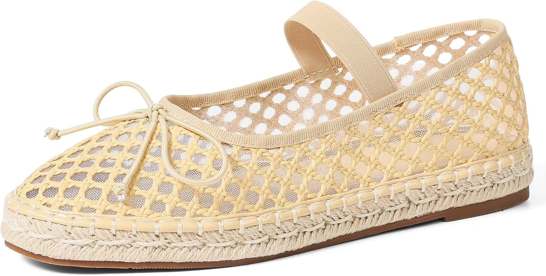 mikarka Flats for Women: Woven Ballet Flats Shoes for Women - Knot Espadrilles Round Toe Mary Jan... | Amazon (US)