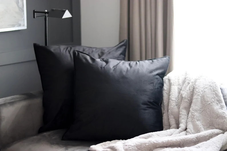 25x25 Inch Soft Velvet Decorative Throw Pillow Cover Individual Anoiree Black, Cream, Beige, Baby... | Etsy (EU)