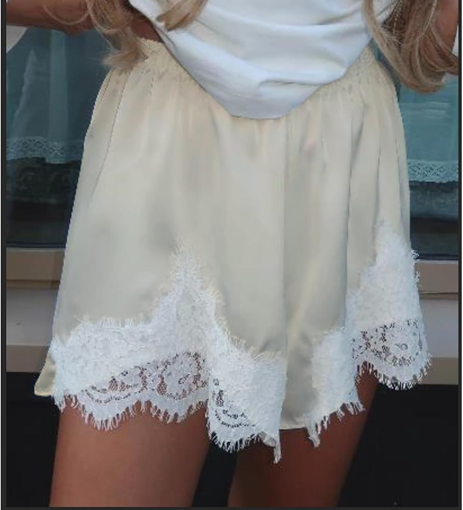 Women Satin Silk Lace Trim Shorts Silky Low Rise Boxer Shorts Y2k Teen Girls Cute Coquette Lounge... | Amazon (US)