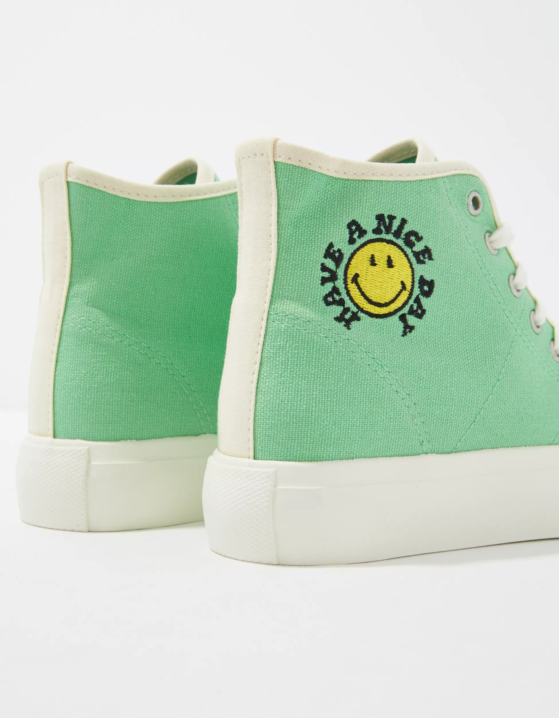 AE Smiley® Canvas Platform High-Top Sneaker | American Eagle Outfitters (US & CA)