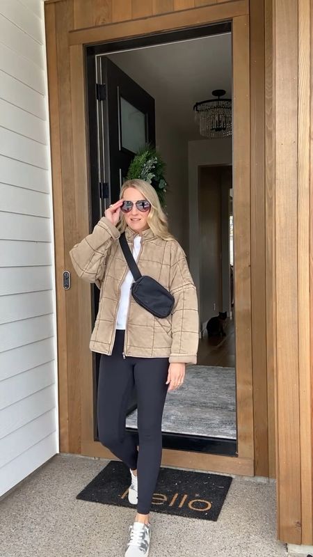 Free People Dolman jacket dupe from Forever21 is on sale and fits small, I’m wearing a size small. Paired with LuLuLemon elf bag, high waisted Lululemon leggings and golden goose sneakers. #athleisure

#LTKunder100 #LTKfit #LTKsalealert
