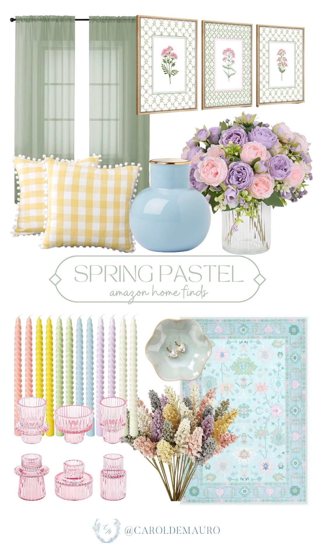 Start decorating your home with the cutest pastel pieces I found on Amazon! Refresh your living room with fresh new curtains, gingham pillow covers, faux flower stems, and an enchanting rug.

home styling, dreamy interiors, spring decor, pastel home, coastal grandmother, cottage core aesthetic, wall frames, home makeover

#LTKHome #LTKU #LTKSeasonal