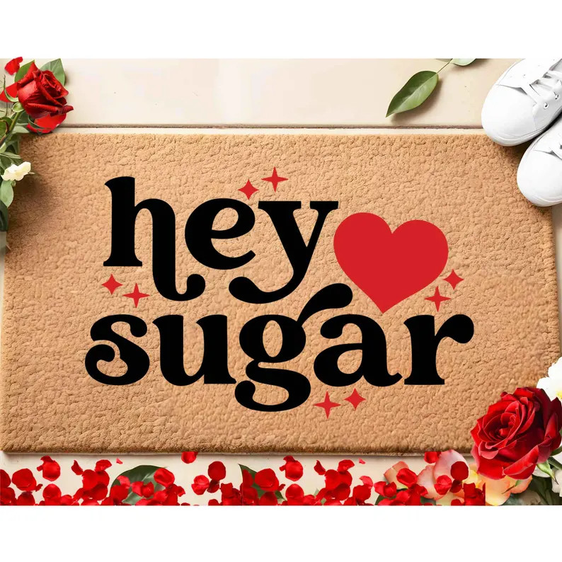Hey Sugar Valentine's Day Doormat Cute Outdoor Rug Love Hearts Doormats Birthday Gift Mat Valenti... | Etsy (US)