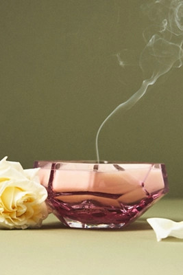 Mira Woody Teakwood Rose Cut Glass Candle | Anthropologie (US)