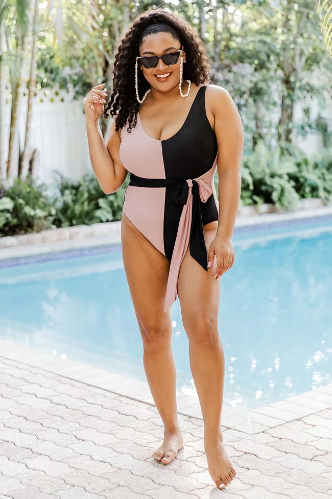 Going My Own Way Black And Tan One Piece Swimsuit | Pink Lily