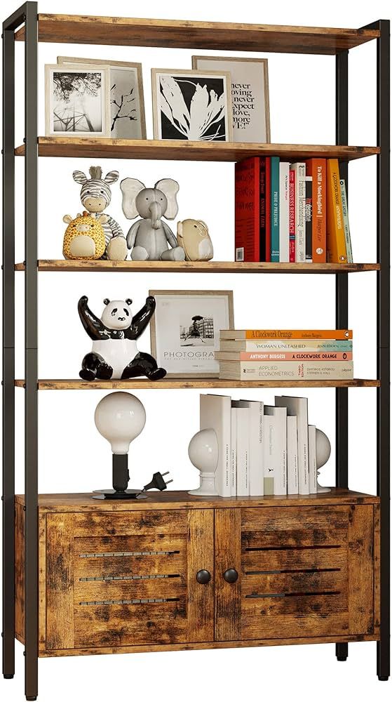 IRONCK Bookshelf and Bookcase with Door and 4 Shelves, 31.5" Wide Bookshelves with Wheels, Standi... | Amazon (US)