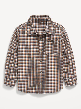 Cozy Long-Sleeve Plaid Pocket Shirt for Toddler Boys | Old Navy (US)