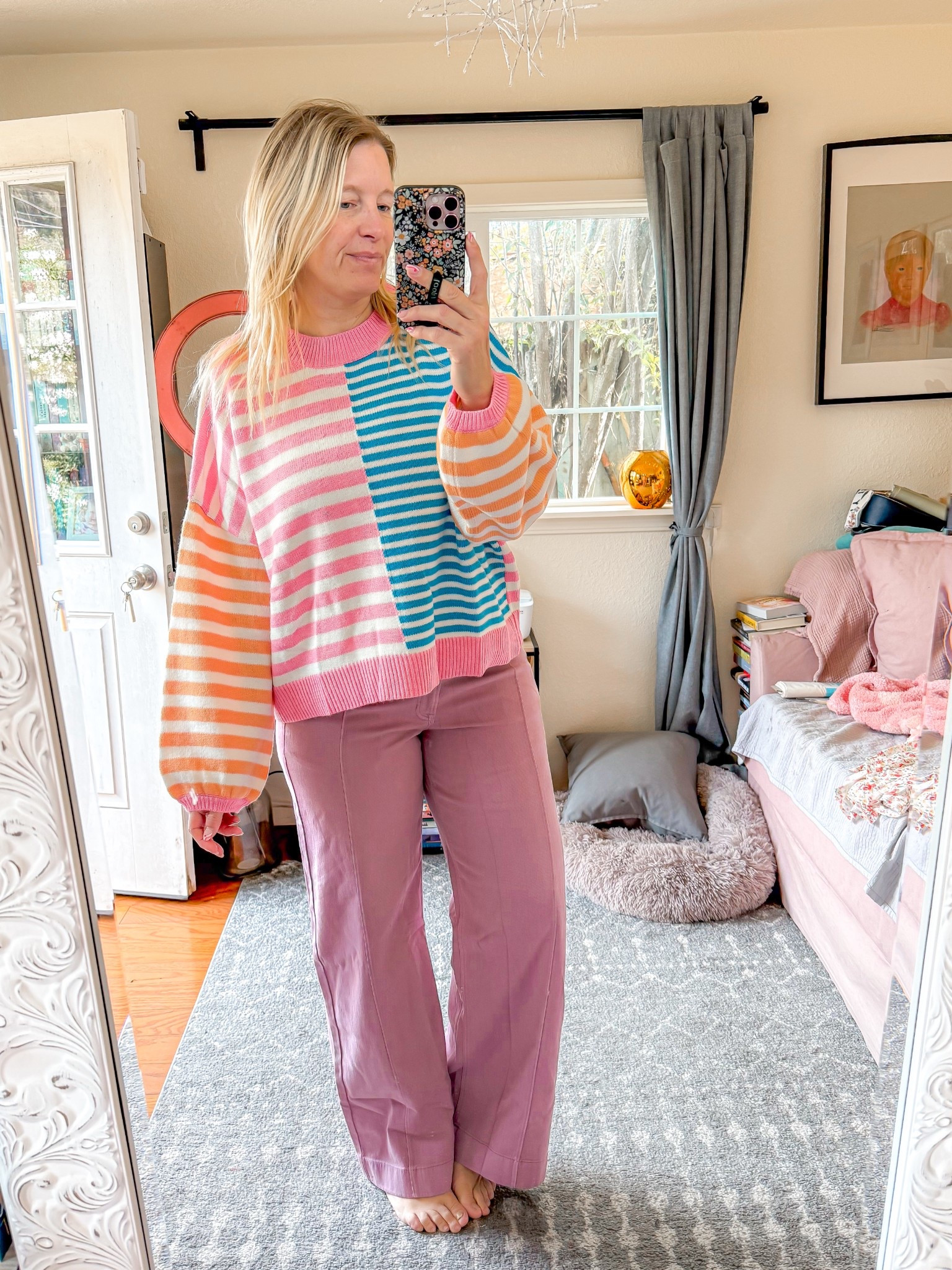 Isn’t this a fun stripe sweater for spring and summer? Wearing a large. Pants are 12 long 



#LTKFindsUnder50 #LTKStyleTip #LTKSeasonal