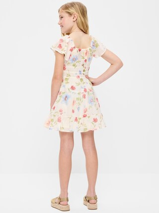 Fit and Flare Crinkle Gauze Tiered Dress for Girls | Old Navy (CA)