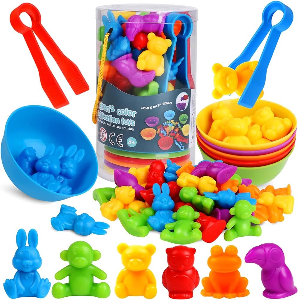 Counting Animals Color Sorting Matching Games with Sorting Bowls Montessori Sensory Early Educational Toys Learning Fine Motor Skill & Counting Math Toys Gift for 3 4 5 Year Old Boys Girls | Amazon (US)