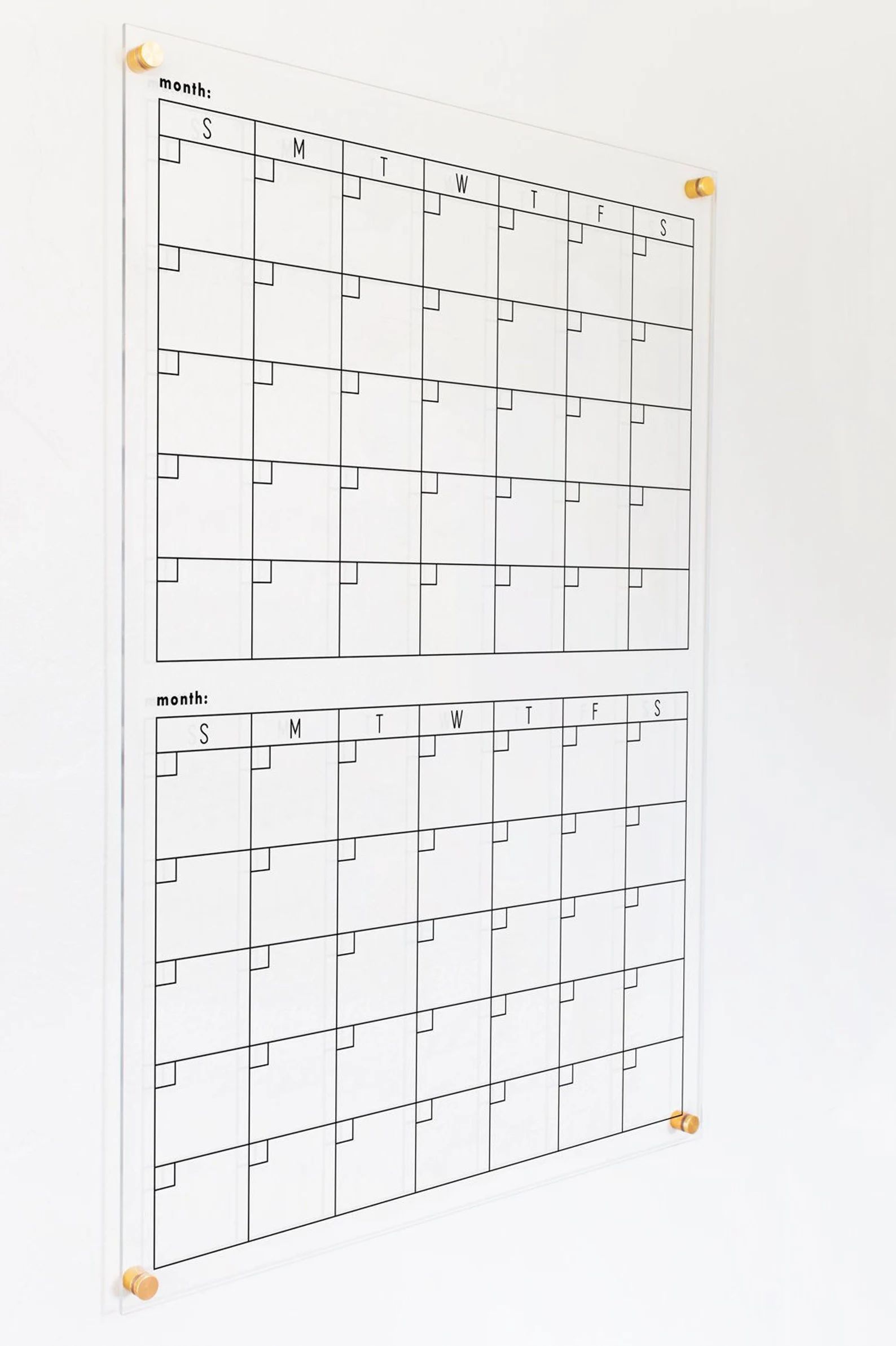 Double Month Acrylic Calendar, 26x38 Dry Erase Wall Mounted Calendar - two month calendar, Modern... | Etsy (US)