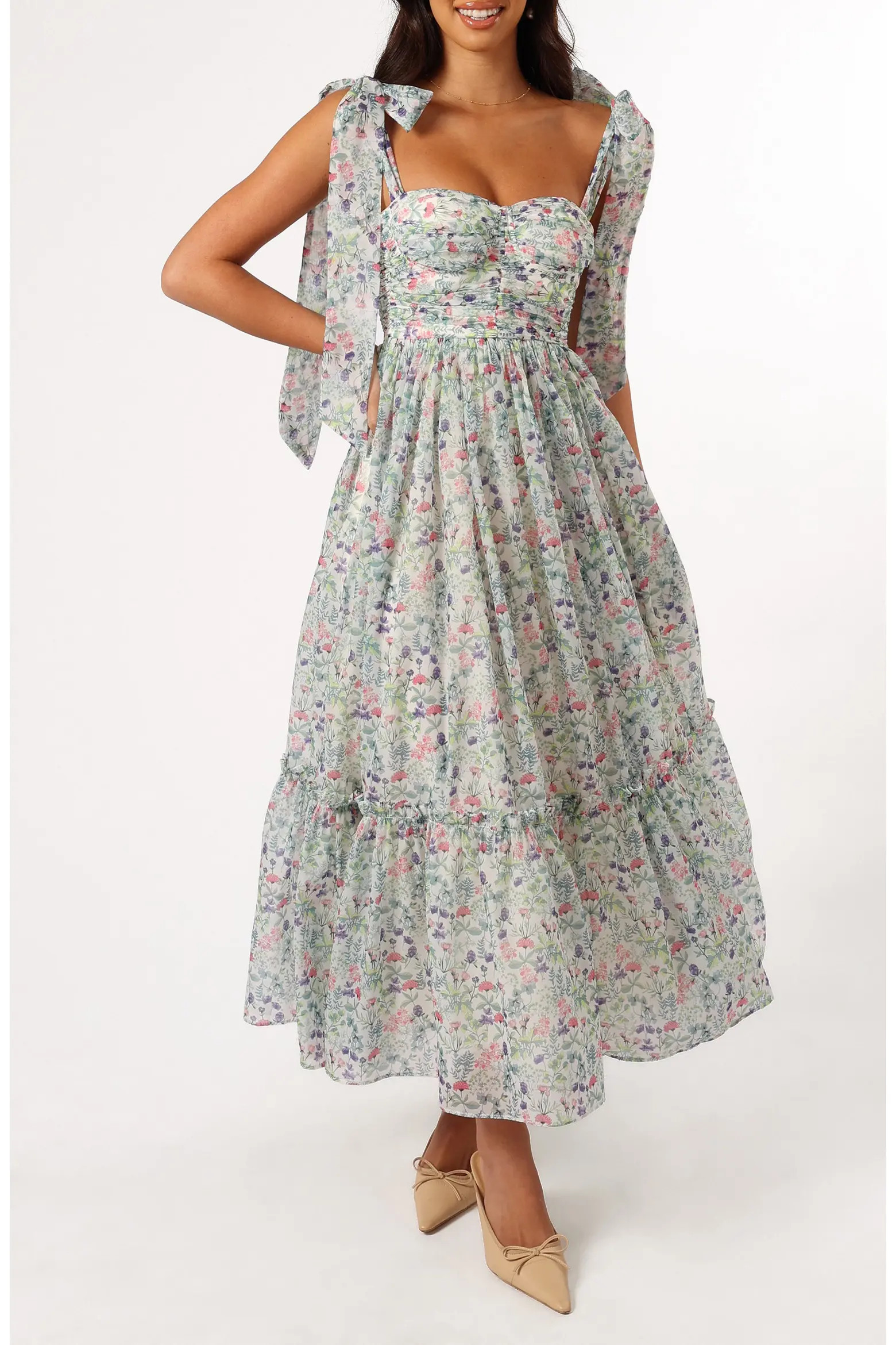 Floret Bow Strap Sweetheart Neck Maxi Dress (Women) | Nordstrom | Nordstrom